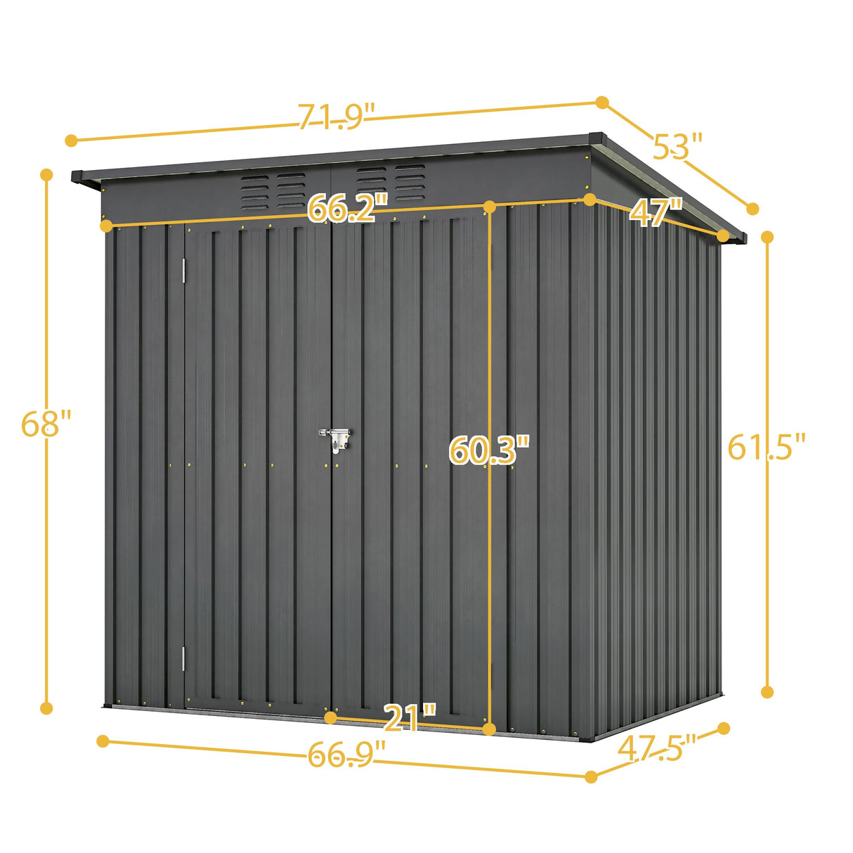 6x4 FT Outdoor Storage Shed with Lockable Double Doors, Aluminum Frame, Weatherproof with Frame Floor, Metal Tool Shed for Garden, Backyard, Patio, and Equipment Storage Mulinsonfly