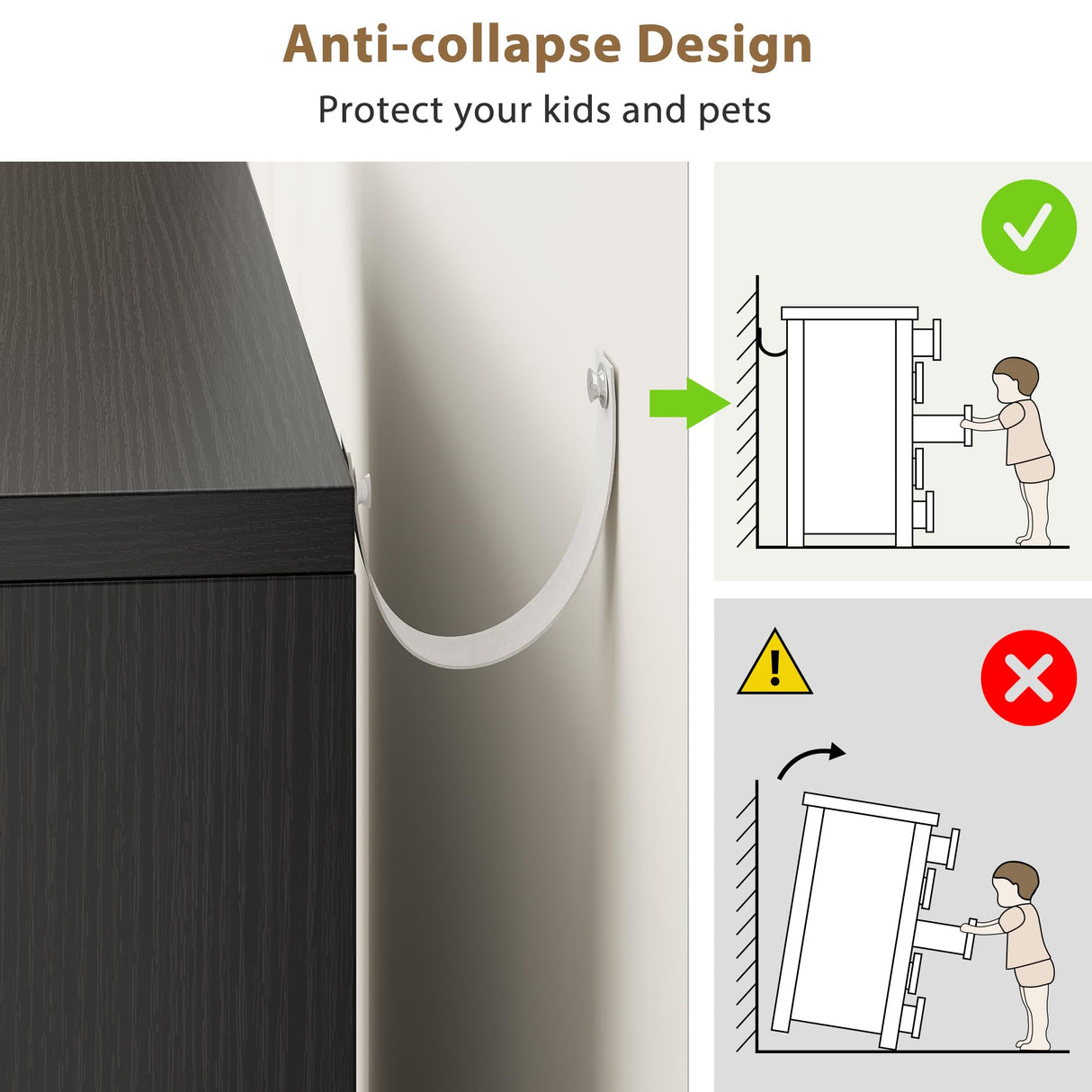 Jocoevol Black 5 Drawer Dresser for Bedroom, 15" D x 23.7" W x 40.4" H in Simply Chest of Drawers, Wood Storage Dresser with Drawers for Living Room Hallway Entryway, Black Jocoevol