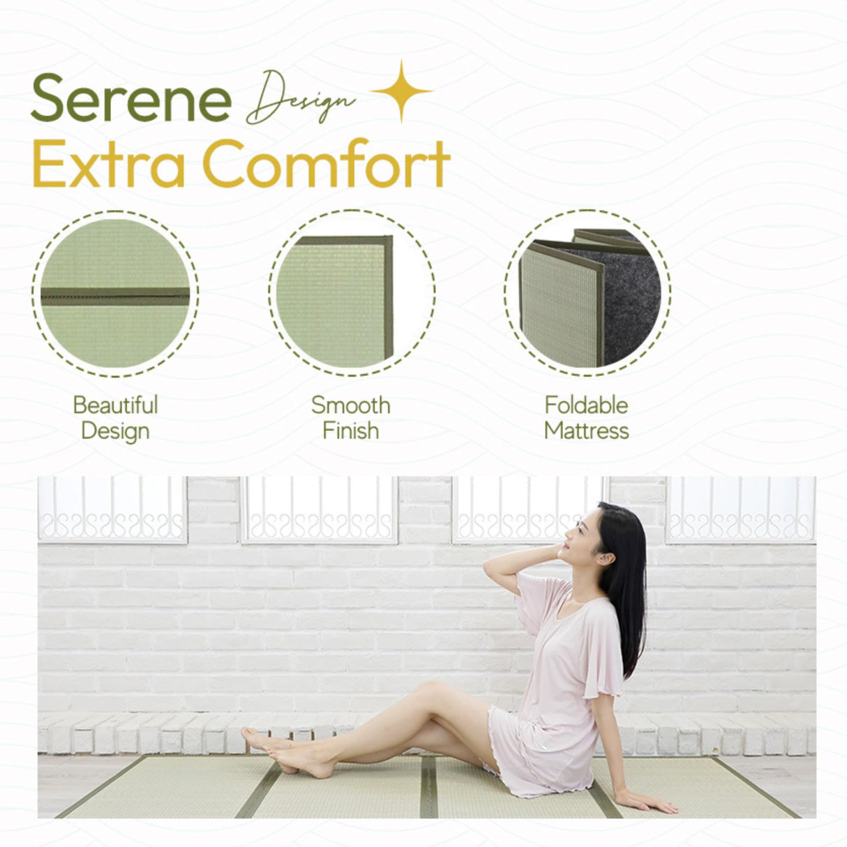 MIINA Japanese Traditional Tatami Mattress, Igusa (Rush Grass) Tatami Mat, Floor Mattress, Japanese Floor Mattress,Japanese Futon, 61"x78" (Queen, Natural) MIINA