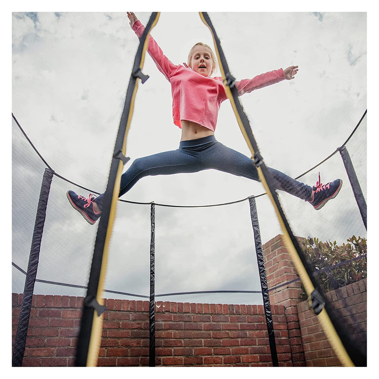 12ft Trampoline Net - Replacement Enclosure Safety Net for 8 Poles Round Frames Trampoline with Double Zipper and Protection Buckles Biggun