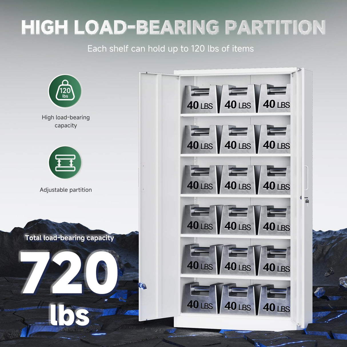 Letaya Metal Storage Cabinet with Lock Door Adjustable Shelf,72" Steel Lockers for Office, Home,School,Kitchen,Garage Tool Utility Cabinet (2 Door-White) Letaya