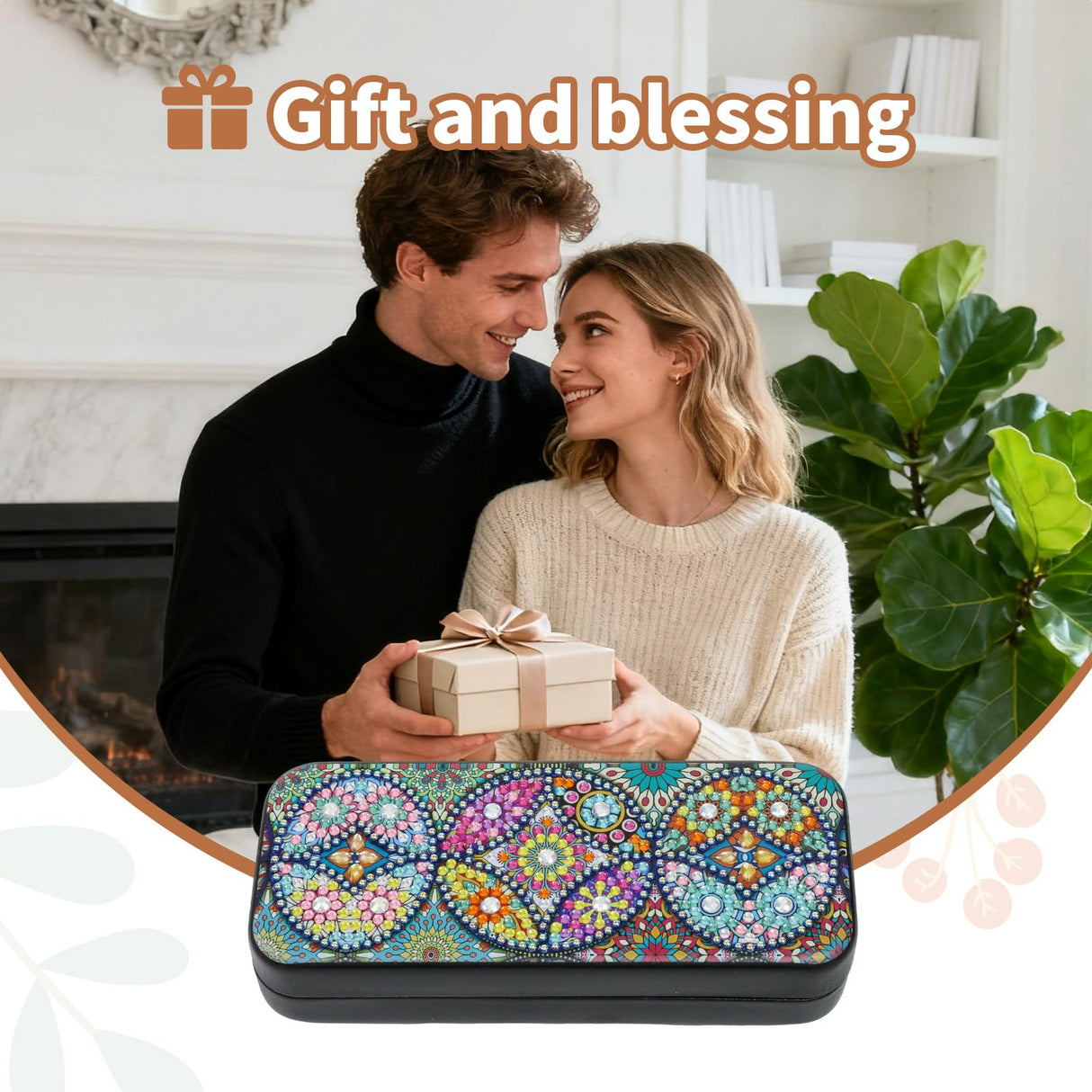 FlyingMage 5D Diamond Art Painting Kit for Adults Beginner, Small DIY Diamond Dots Gem Art Painting Mosaic Kits, Cute Hard Shell Sunglasses Eyeglasses Glasses Case for Women Teen, Mandala Totem FlyingMage