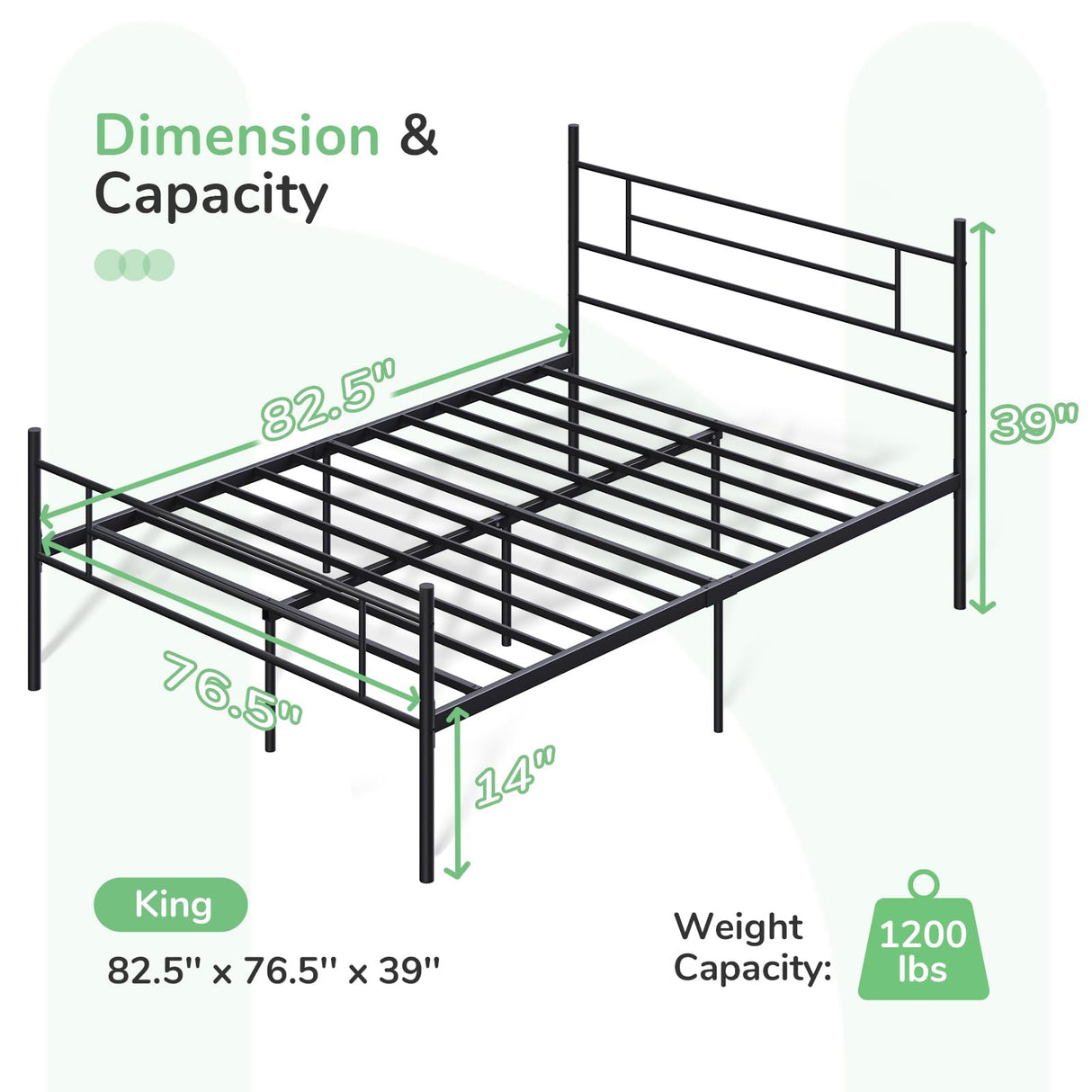 Novilla Metal King Size Bed Frame with Headboard and Footboard, 14 Inch Platform Bed Frame with Storage No Box Spring Needed, Strong Metal Slats Support Novilla