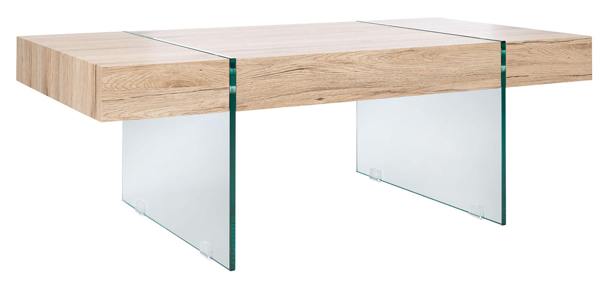 SAFAVIEH Home Collection – Jacob Natural Rectangular Floating Coffee Table with Glass Legs, Modern Architectural Design (COF7001C) SAFAVIEH