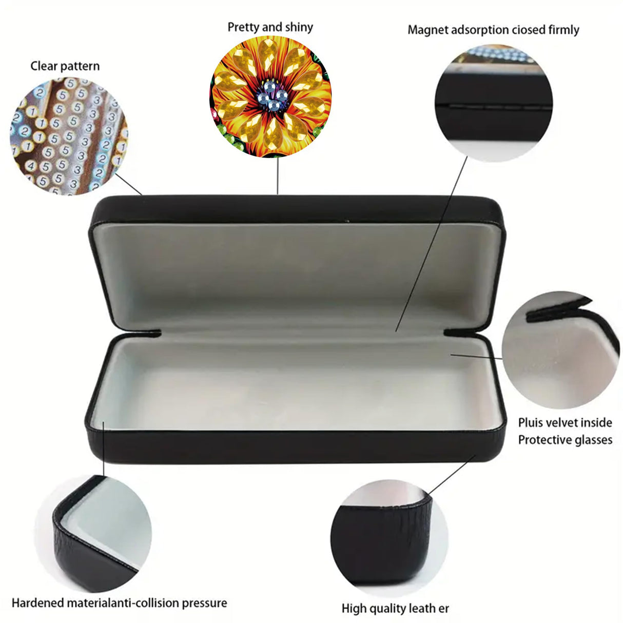 DIZAKIM 1pcs 5d Diamond Art Kits for Adults Small Diamond Painting Kit Gem Art Paint by Diamonds Dots Eyeglasses Case DIY for Beginner Women (#10) DIZAKIM