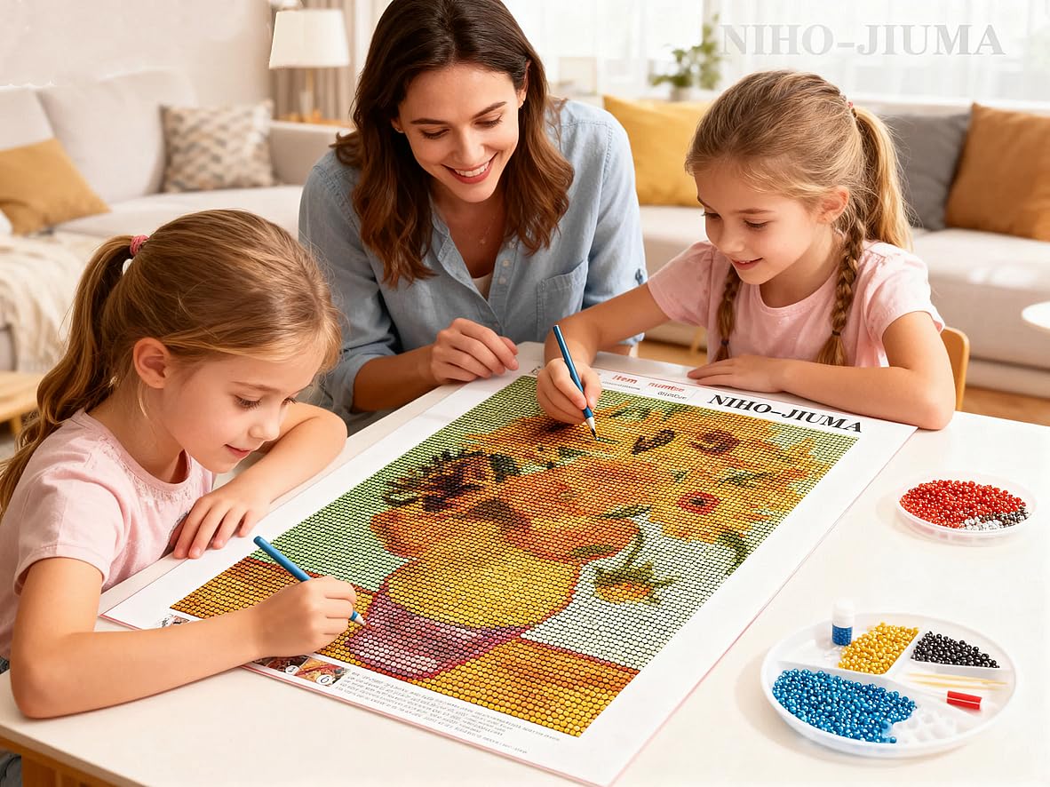 NIHO-JIUMA Diamond Painting Kits Van Gogh Sunflower, DIY 5D Full Drill Diamond Art Gift for Adult/Teen, Home Decoration (12x16 Inches/30x40cm) NIHO-JIUMA