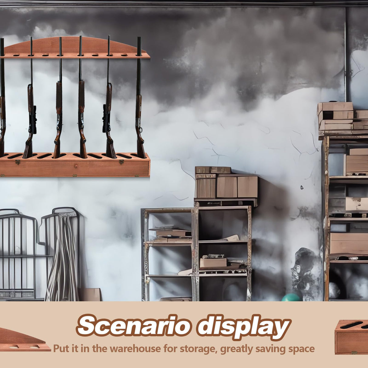 Wenqik Gun Rack with Lockers 10 Gun Holders Solid Pine Wall Mounted Gun Storage Rack Rifle Rack for Home or Garage Safe Hunting Gun Storage Choose Wenqik