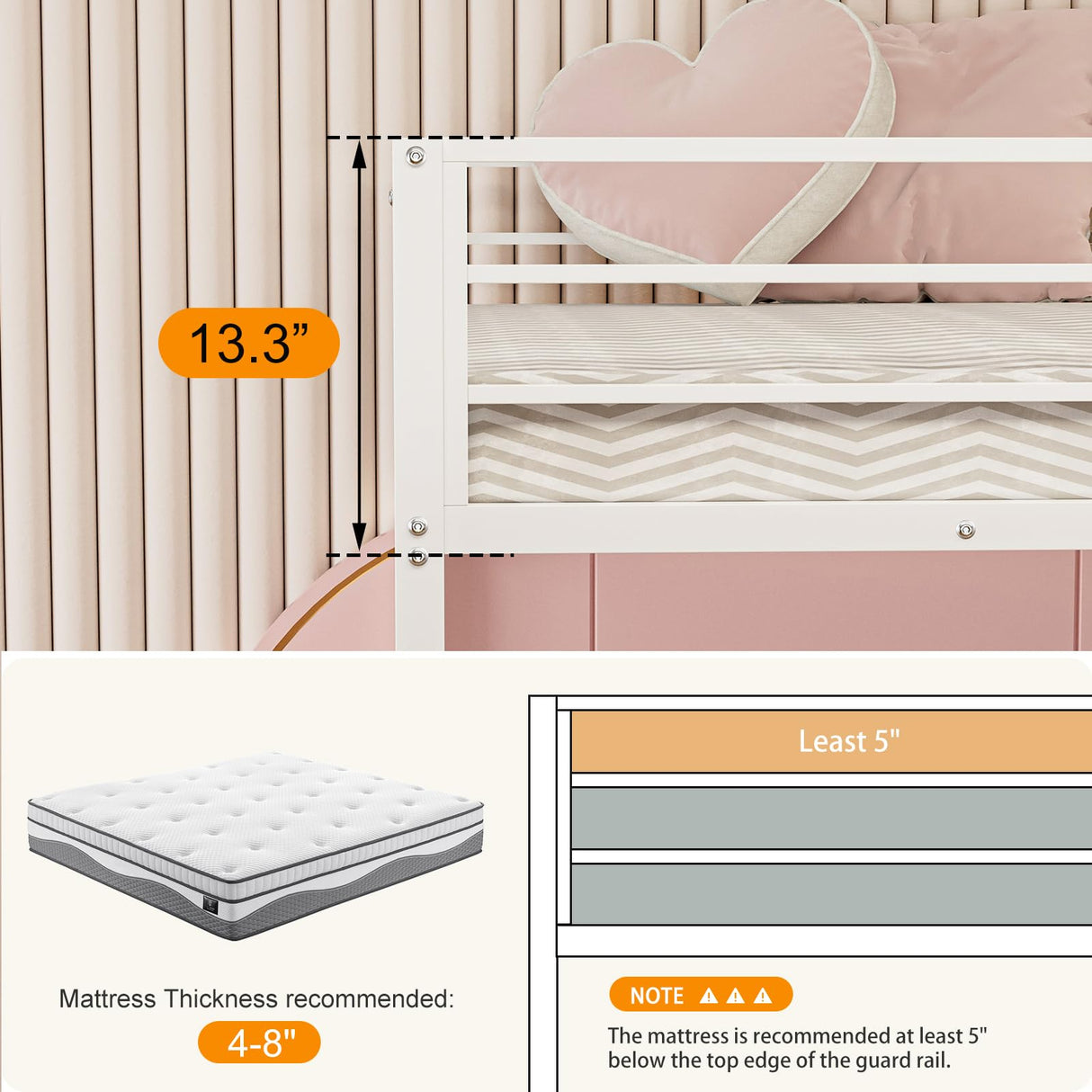 IKIFLY Full Over Full Bunk Beds with 2 Storage Drawers, Heavy Duty Metal Bunk Bed with LED Lights and Charging Station, Safety Guardrail & 2 Ladders, Space-Saving, No Box Spring Needed, White IKIFLY