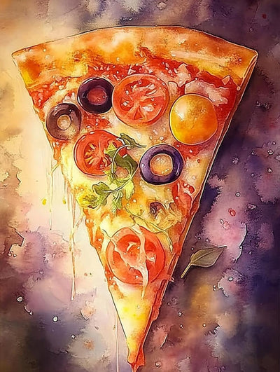 pigpigboss Pizza Diamond Painting Kit, 5D Full Round Drill Fruit Pizza Picture Gem Diamond Art Dots for Adult Beginner Home Kitchen Wall Holiday Decor (12 X 16 Inches)