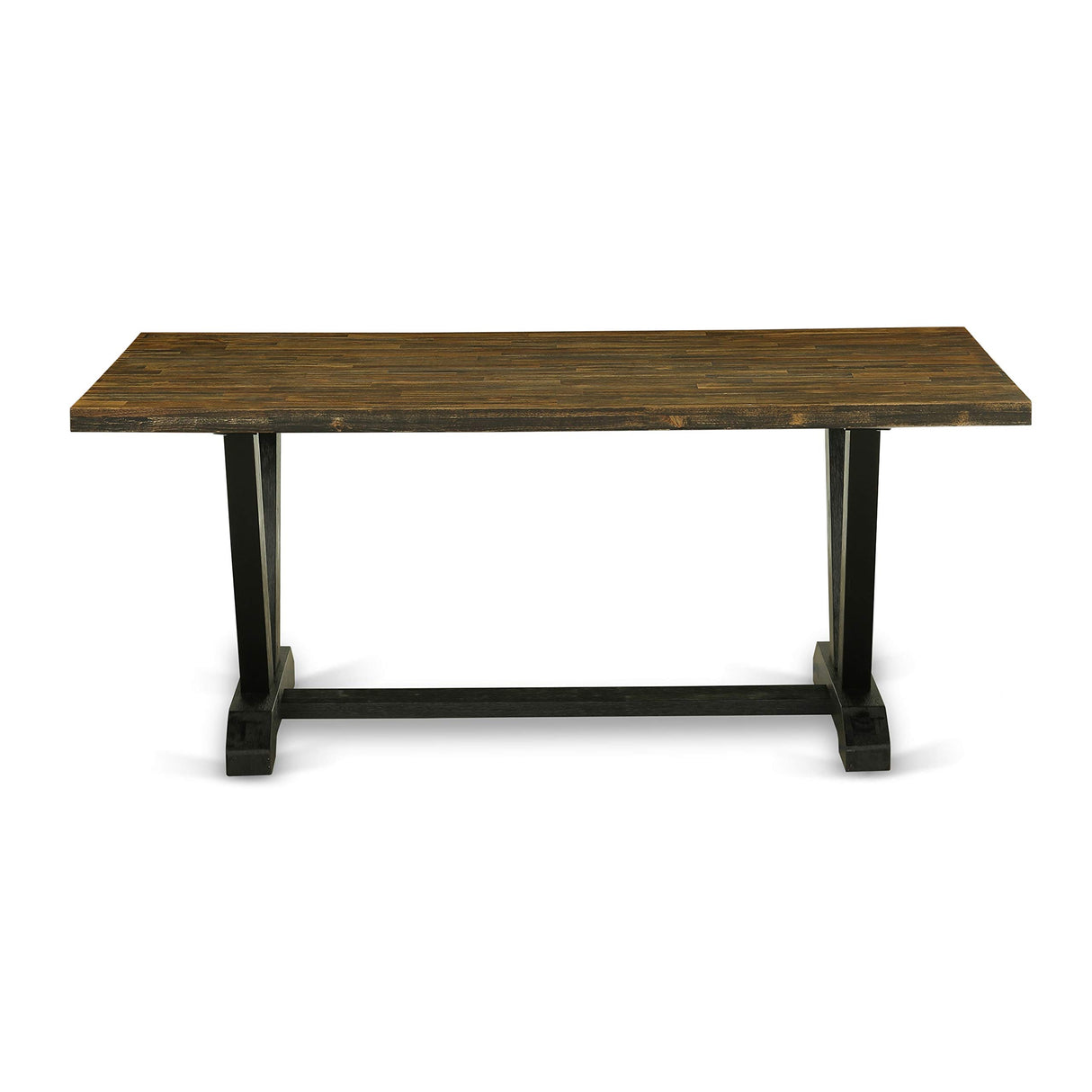 East West Furniture V-Style Mid-Century Modern Dining Rectangle Solid Wood Table Top with Stylish Legs, 40x72 Inch, VT677 East West Furniture