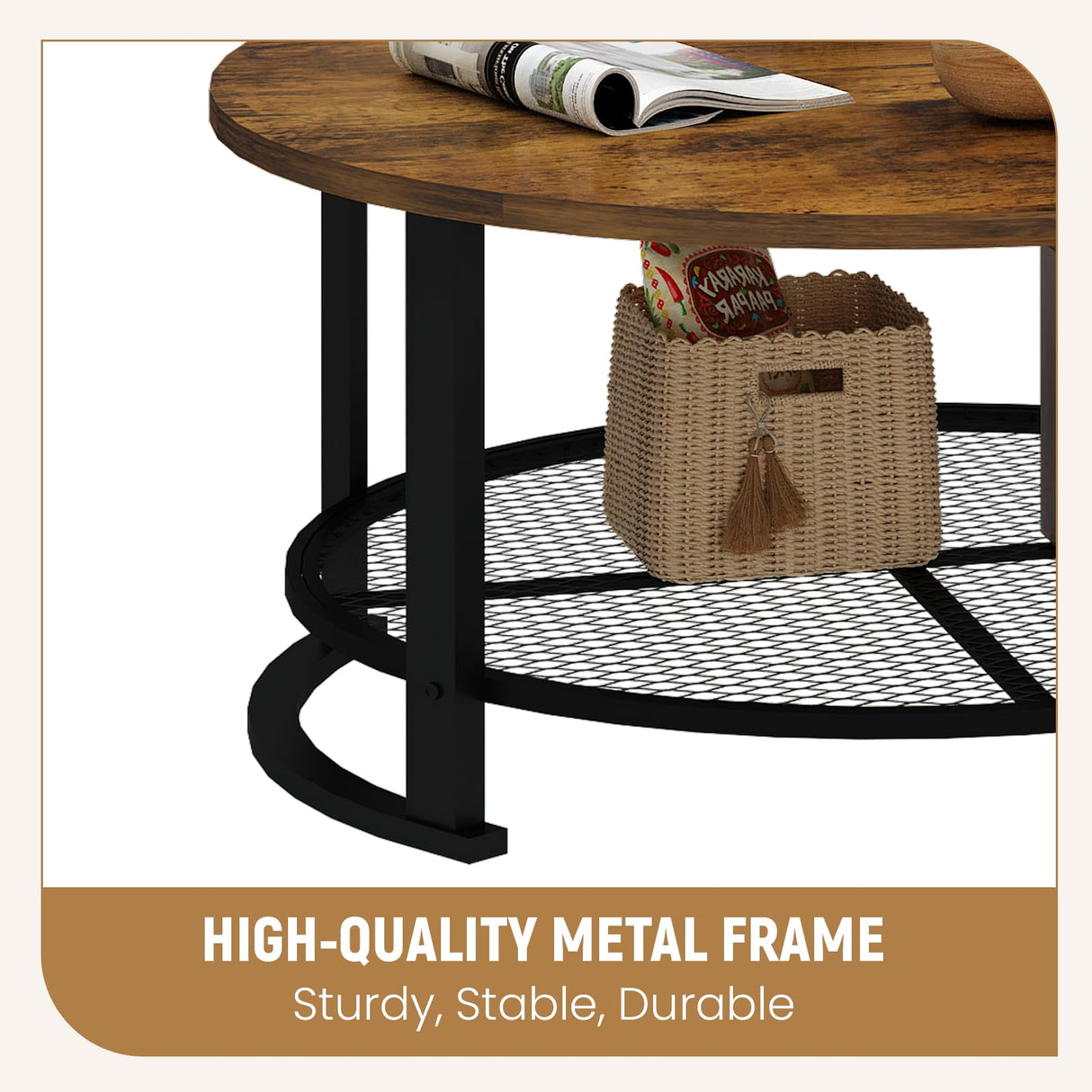 Recaceik Coffee Table Set, Coffee Table & Two End Side Table, Modern 3-Piece Living Room Table Set for Office, Living Room, Apartment, Small Space, Easy Assembly Furniture, Rustic Brown Recaceik