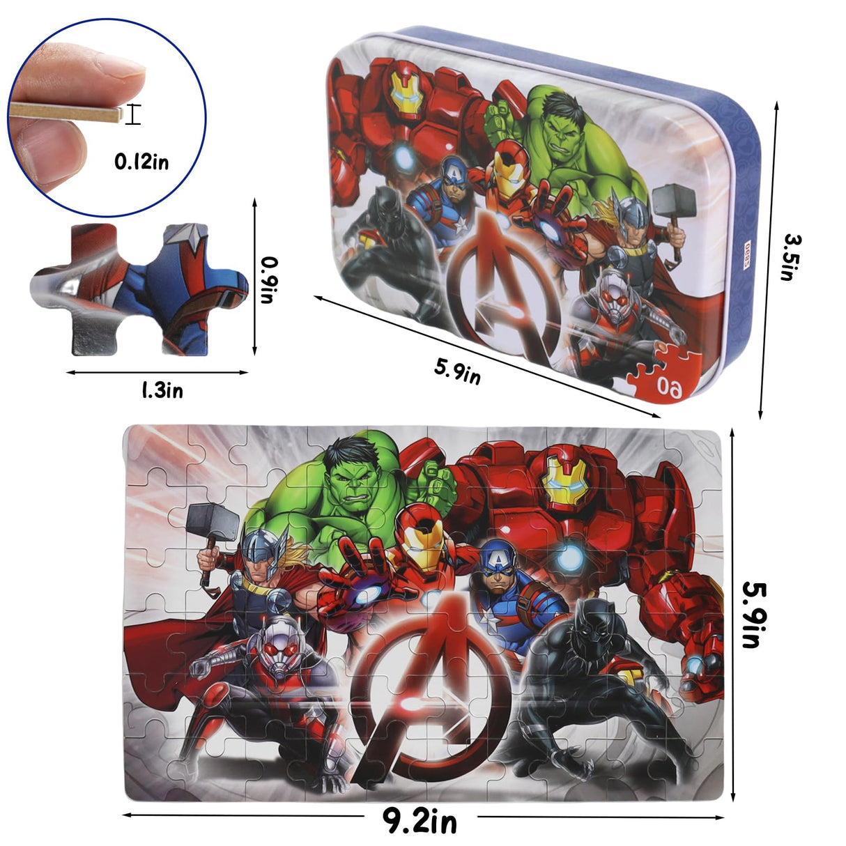 Jigsaw Puzzles for Kids Ages 4-8,60 Pieces Marvel Superhero Hulk Avengers Puzzle Toys for Children Girls and Boys,Learning Educational Kids Puzzles Toys Preschool Puzzles(0682) DPLEFO