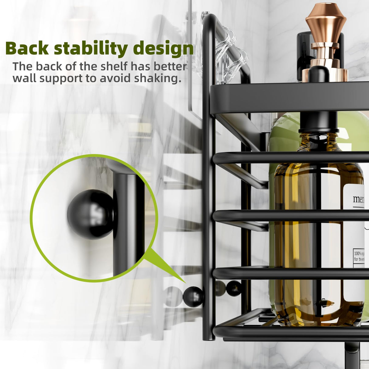 Shower Caddy, Adhesive Shower Organizer with Soap Dish and 4 Hooks, Rustproof Stainless Steel Shower Shelves, Wall Mounted No Drilling Storage Shelf Basket Accessories for Bathroom & Kitchen Yougai