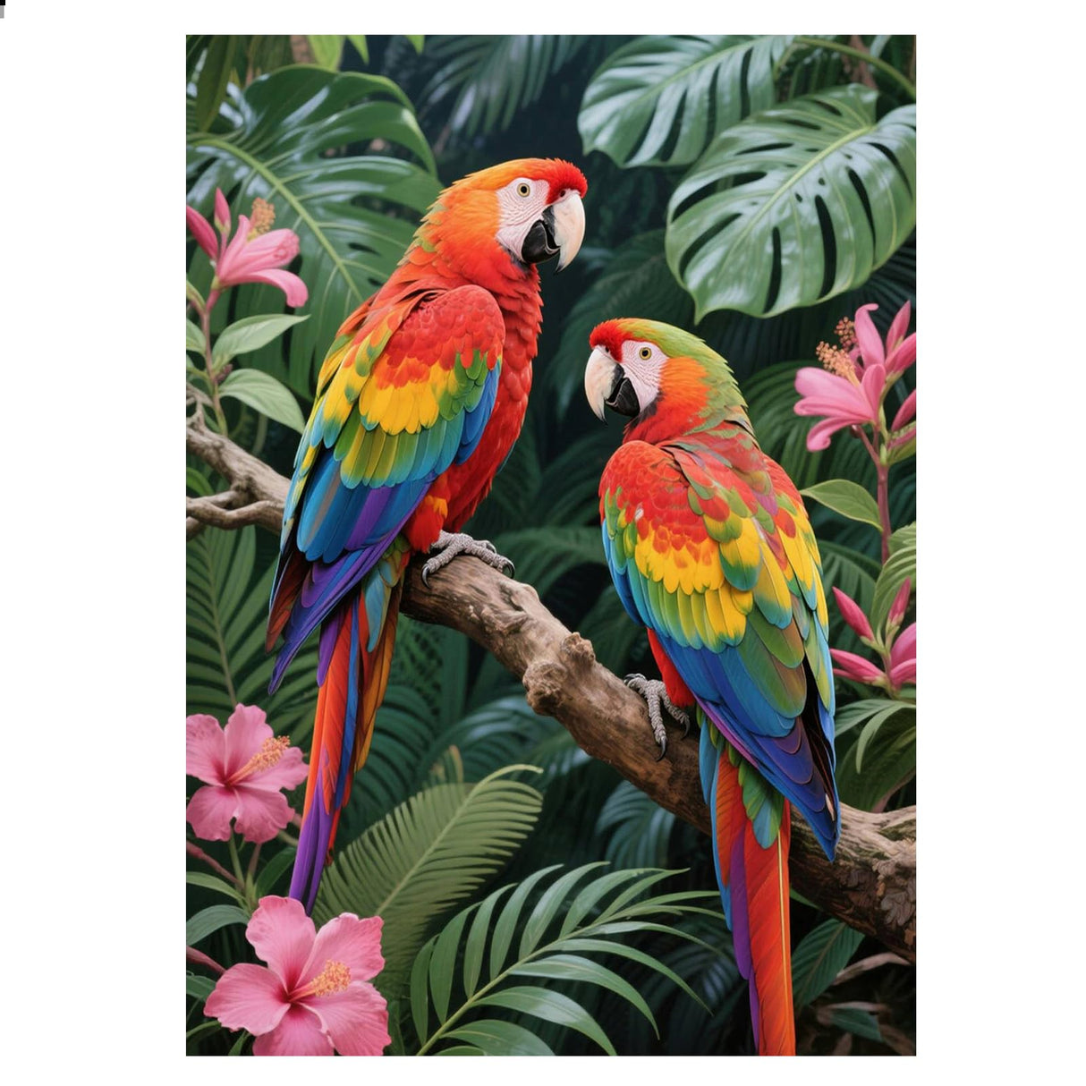 JISHSHAY Parrot Jungle Diamond Painting Round Drill Diamond Art Round Beads Gem Art Gem Painting Mosaic Kits for Adults Embroidery Kit Jigsaw Puzzles Paint by Numbers Wall Decor 30×40cm/ 11.81×15.75in JISHSHAY