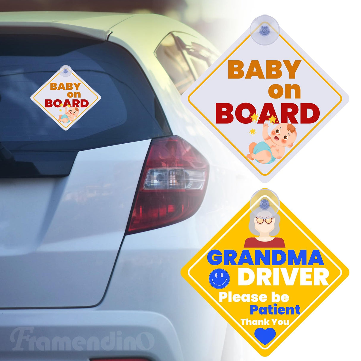 Framendino, 10 Pack Sublimation Blanks Suction Cup Car Window Sign Heat Transfer Metal Signs for DIY Craft Framendino