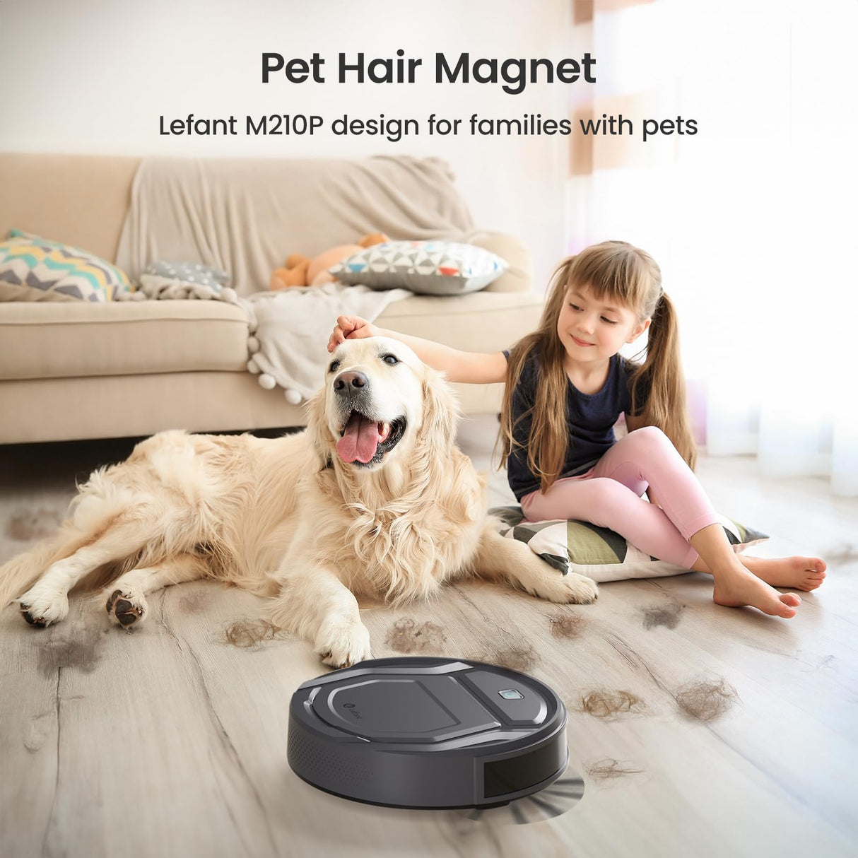 Lefant M210 Pro Robot Vacuum, Slim & Quiet, 3 Adjustable Suction Levels, 120 Min Runtime, Freemove 3.0, WiFi/App/Alexa, 6 Modes for Pet Hair, Hard Floors & Low Carpets, Self-Charging, Gray Lefant