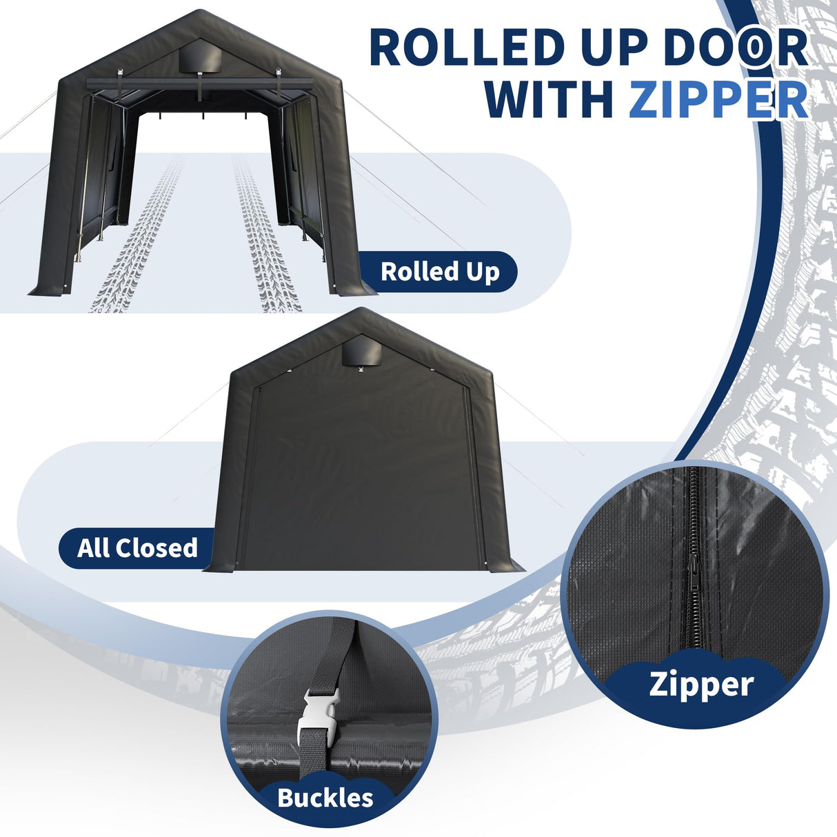 VONZOY Carport 10'×20' Heavy Duty,Car Canopy Portable Garage with Roll-up Zipper Door,Thick Shelter Storage Canopy Tent with All-Steel Metal Frame,Sunshade,Waterproof, for Car,Truck,SUV VONZOY