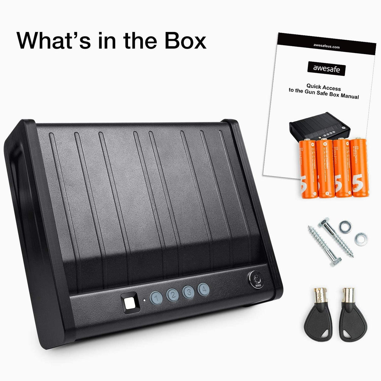 awesafe Gun Safe, Updated Biometric Gun Safe for Pistols, Quick Access Pistol Safe Fingerprint Handgun Safe with Keys and Keypad, Beside Gun Lock Box for Home (Biometric Fingerprint Lock) awesafe