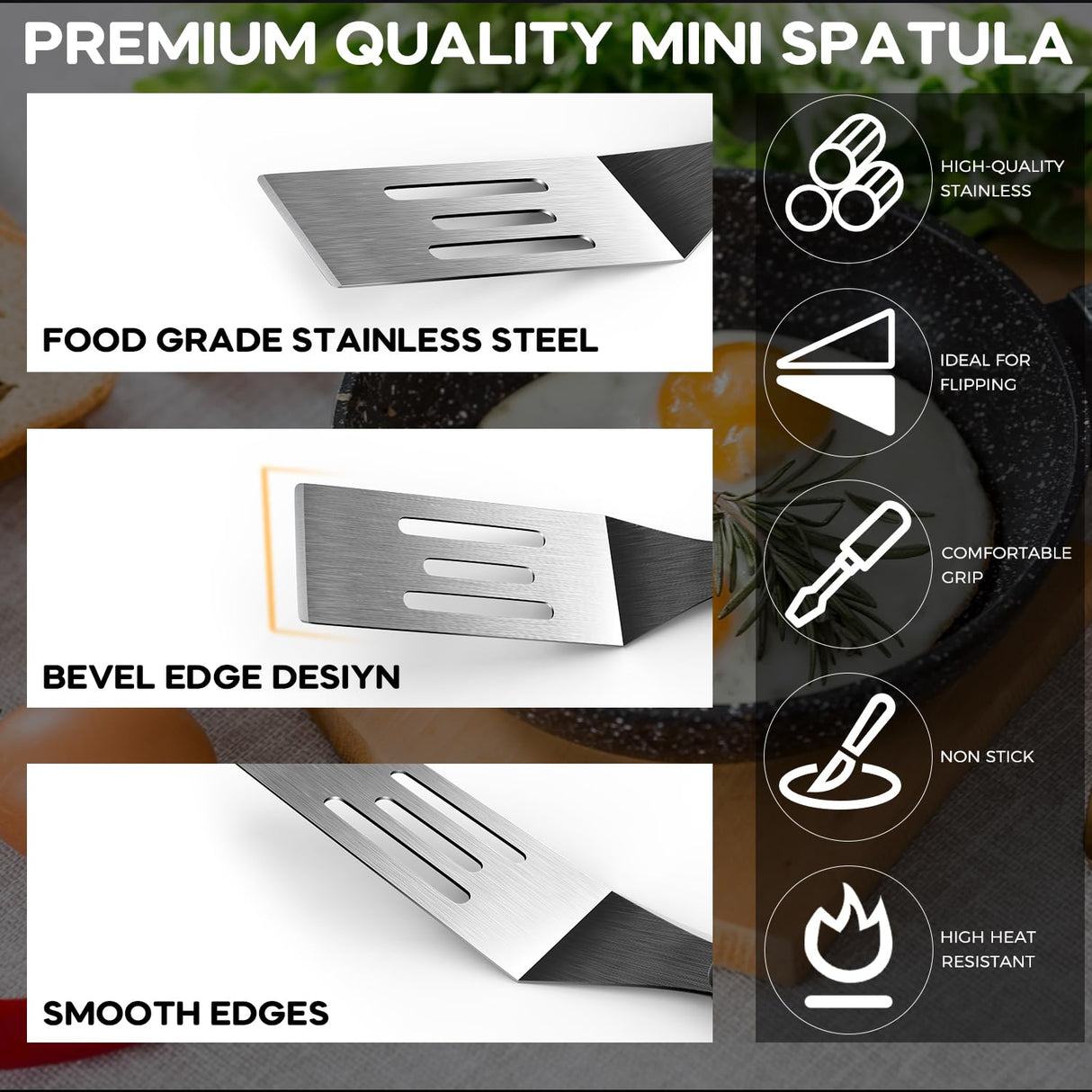 Small Spatula 2 Pieces, Mini Serving Spatula for Kitchen Use, Metal Spatula for Serving and Turning, Ideal for Pancakes, Brownies, Desserts, Cookie, Eggs or Small Pan volikos