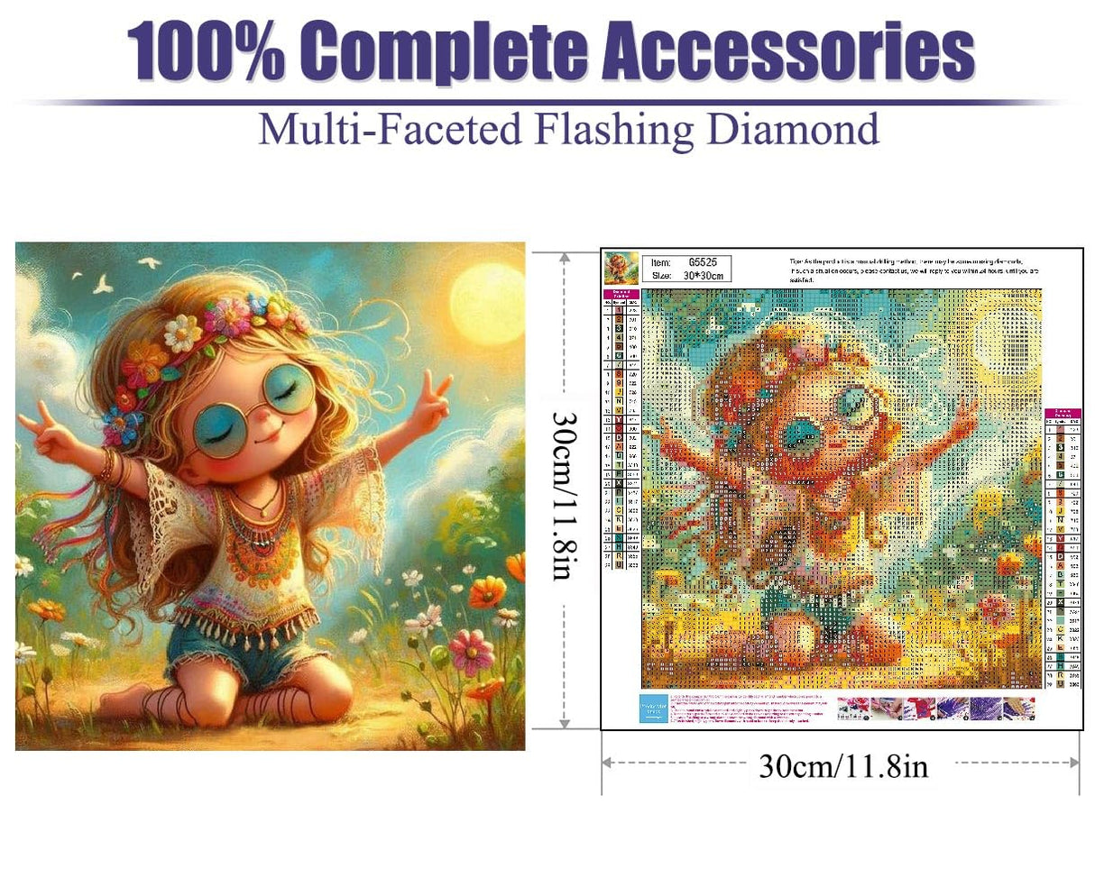 5D Diamond Painting Kits for Adults Beginners- Fantasy Girl Diamond Art Kits for Adults, Flower Gem Art and Craft Kit for Home Wall Decor 12x12inch FQOVKYN