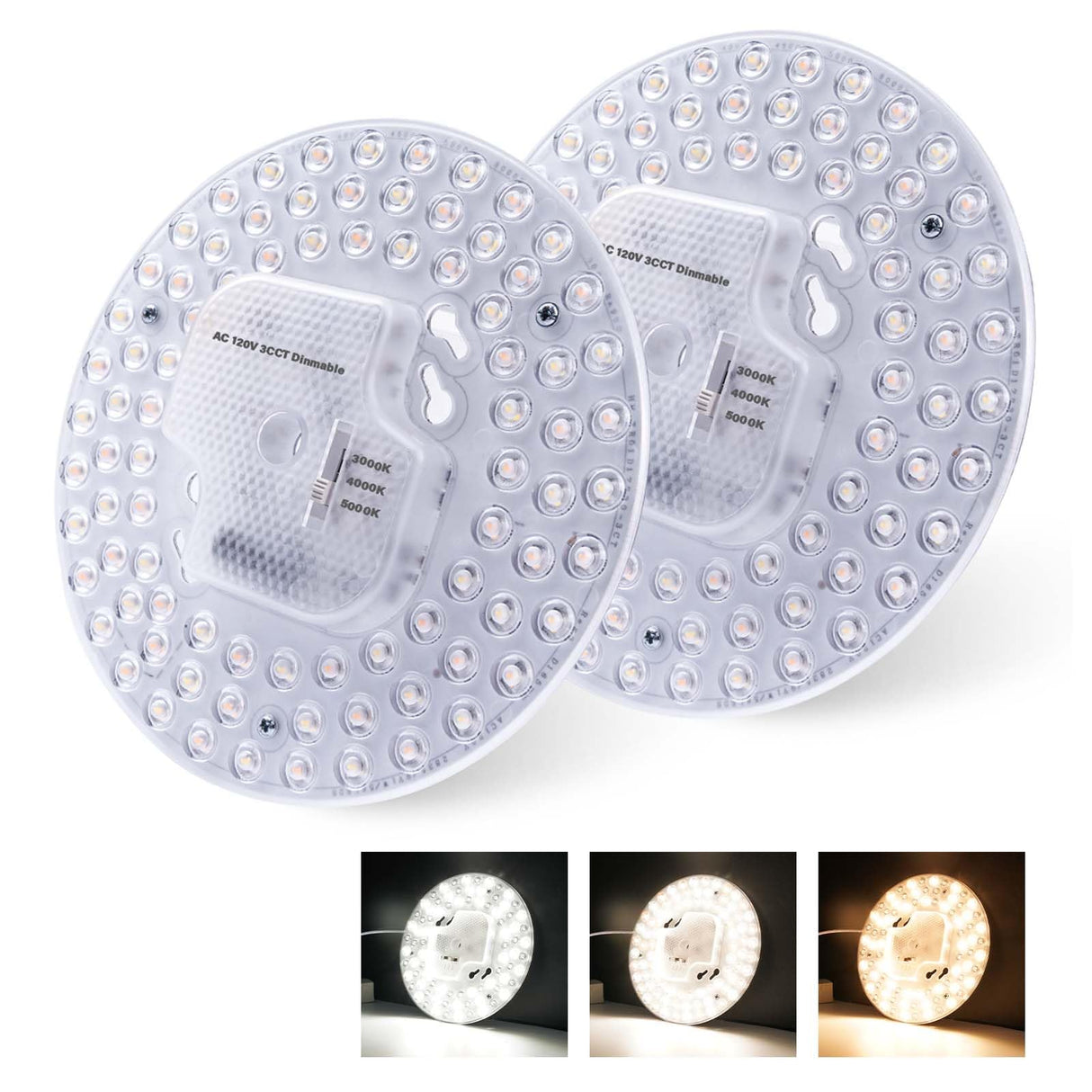 Lustaled 2Pack 36W LED Light Engine Retrofit Kit,6.69inch 3200LM 3CCT 3000K/4000K/5000K Dimmable Ceiling Fan Light Kits,AC 120-130V Ceiling Fan Light Replacement for Ceiling Flush Light Lustaled