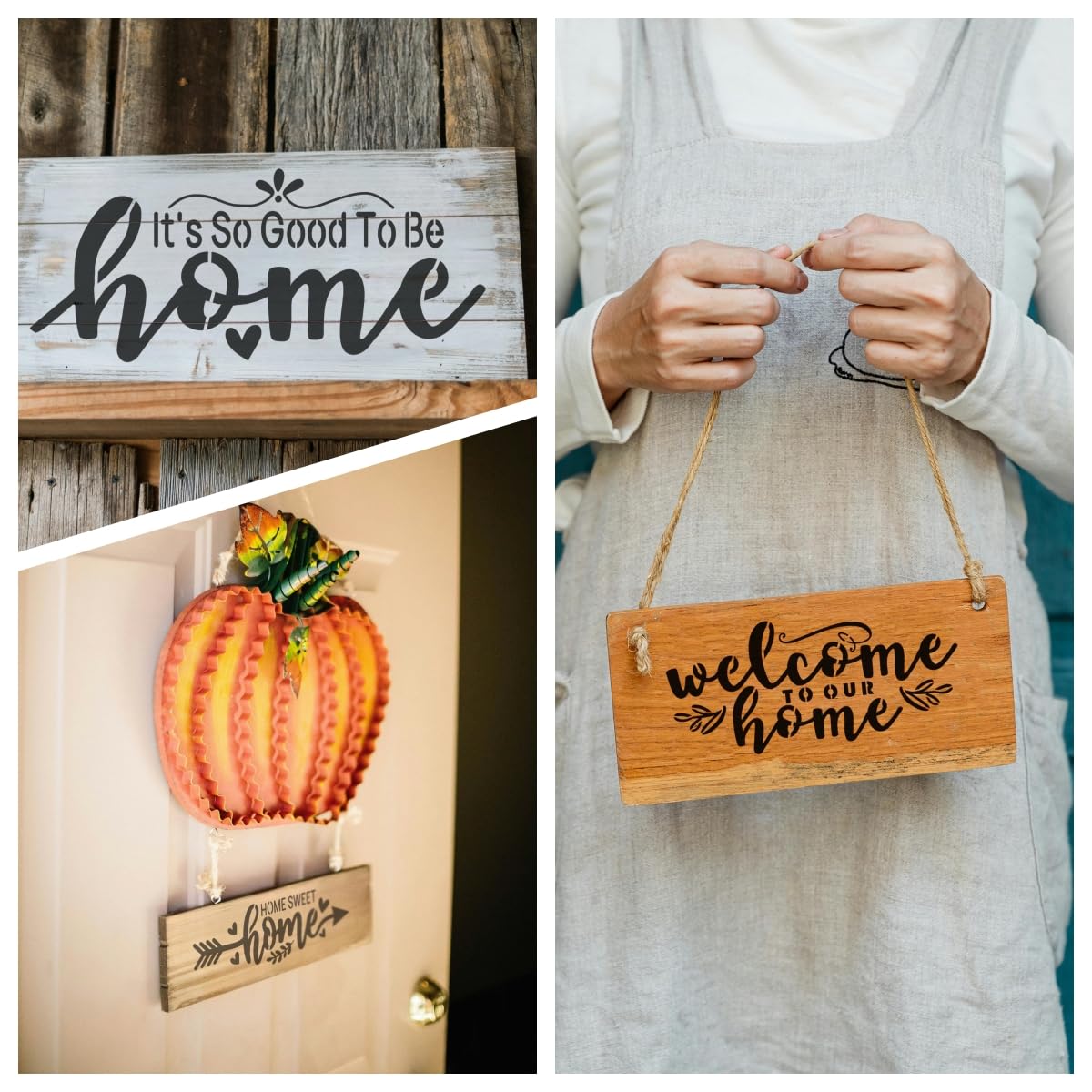 15PCS Reusable Farmhouse Word Stencils for Painting on Wood, Canvas, Fabric - Inspirational Art Craft Kit for Family, Furniture, Walls, and More - Create Welcome Signs, Shirts, and Cards neglex