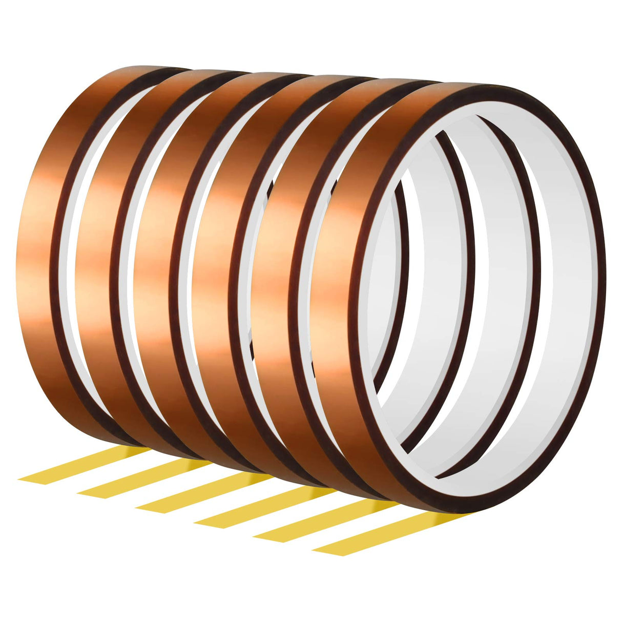 FEPITO 6 Rolls Heat Tape for Heat Press Resistant Temperature Polyimide Tape,Ideal Solution for Heat Transfer,Sublimation,Heat Vinyl Press,3D Printing Electronics,Soldering,Circuit Board and More FEPITO