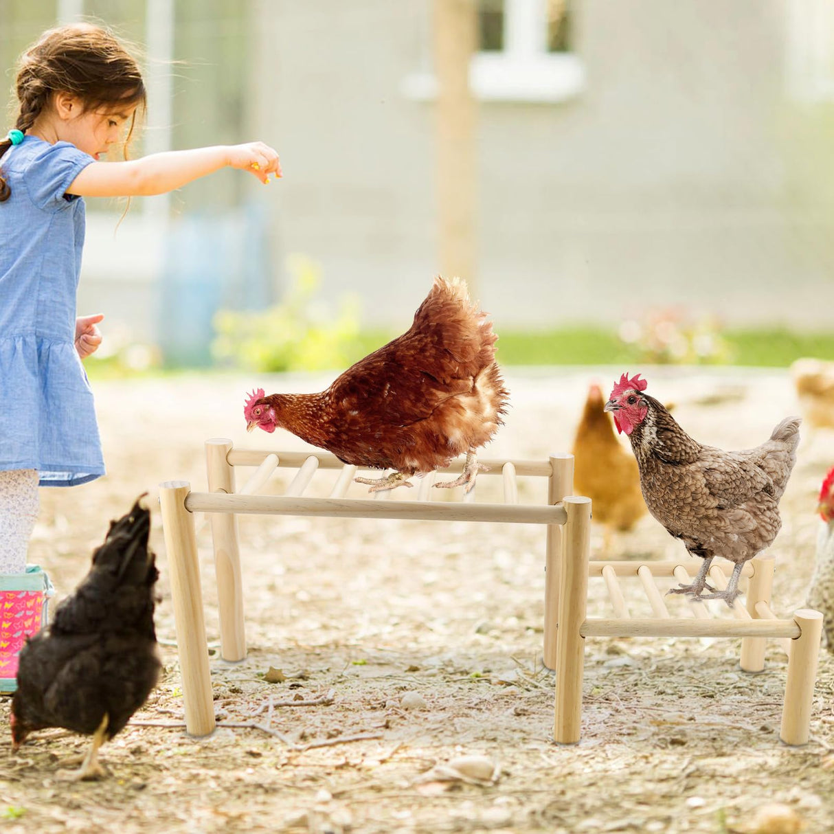 Vehomy Chicken Perch Chicken Roosting Ladder for Chicken Coop Chicken Roosting Bar Chicken Jungle Gym Chicken Toys for Hen Poultry Vehomy