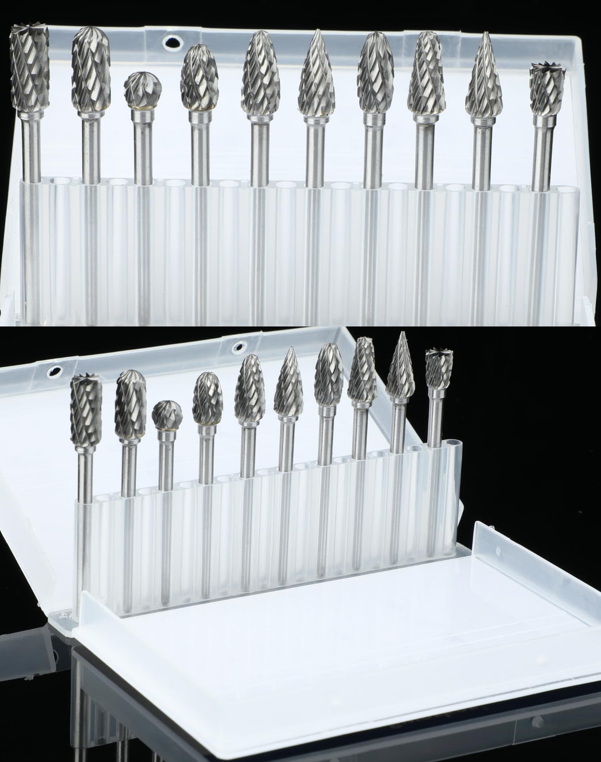 Sworker 10Pcs 1/8" Shank Carbide Burr Bits Compatible with Dremel Bits Metal Grinding Bits Wood Stone Carving Cutting Engraving Grinder Kit Attachment Rotary Tool Accessories Set Harder Than Diamond Sworker