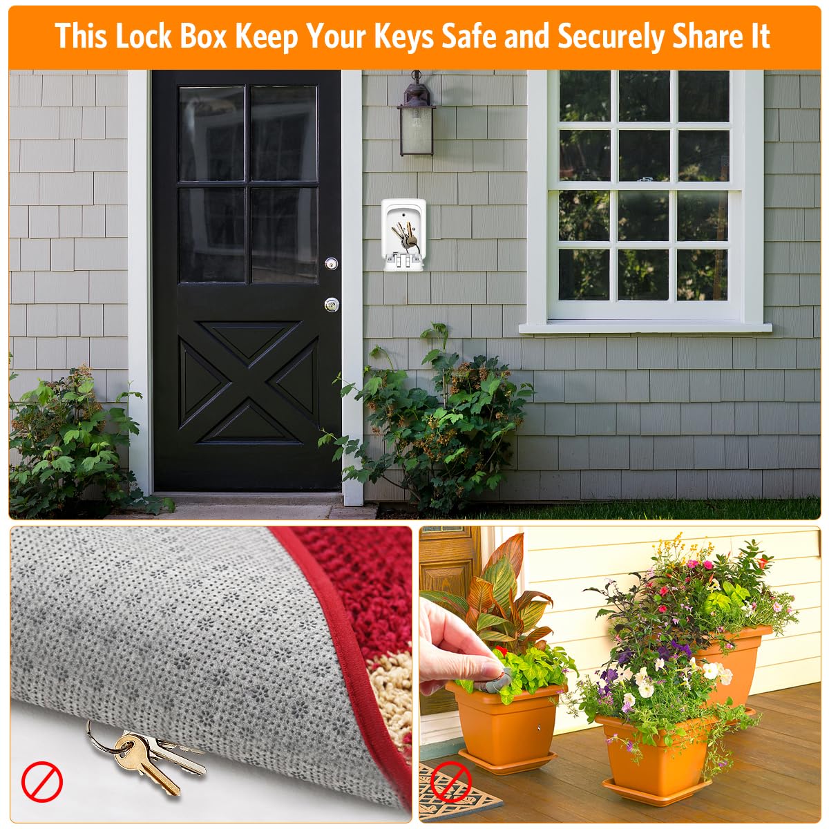 Key Lock Box Wall Mounted, Fayleeko 4 Digit Combination Lockbox for Outside, House Keys - 5 Keys Capacity, Key Safe Security Storage Lock Box for Indoor, Outdoor, Garage, Garden, Store (White, 1Pack) Fayleeko