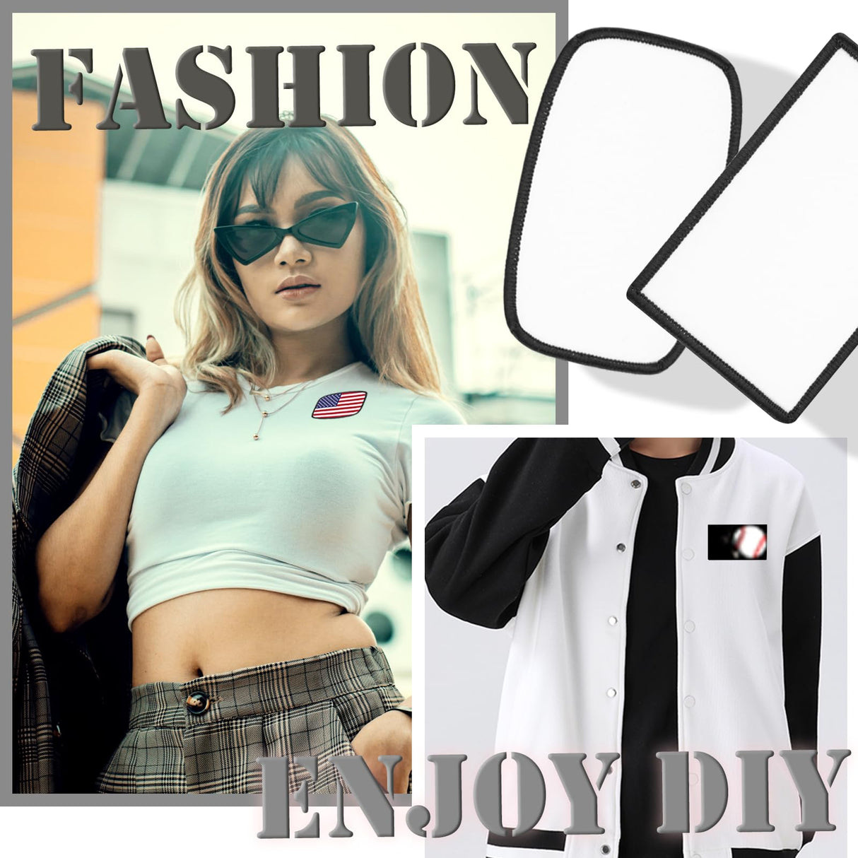 30 PCs Sublimation Patches - Iron On Blank Patches for DIY Hats Caps Backpack Uniforms Crafts - Rounded Rectangle and Rectangle Shape Gadjica