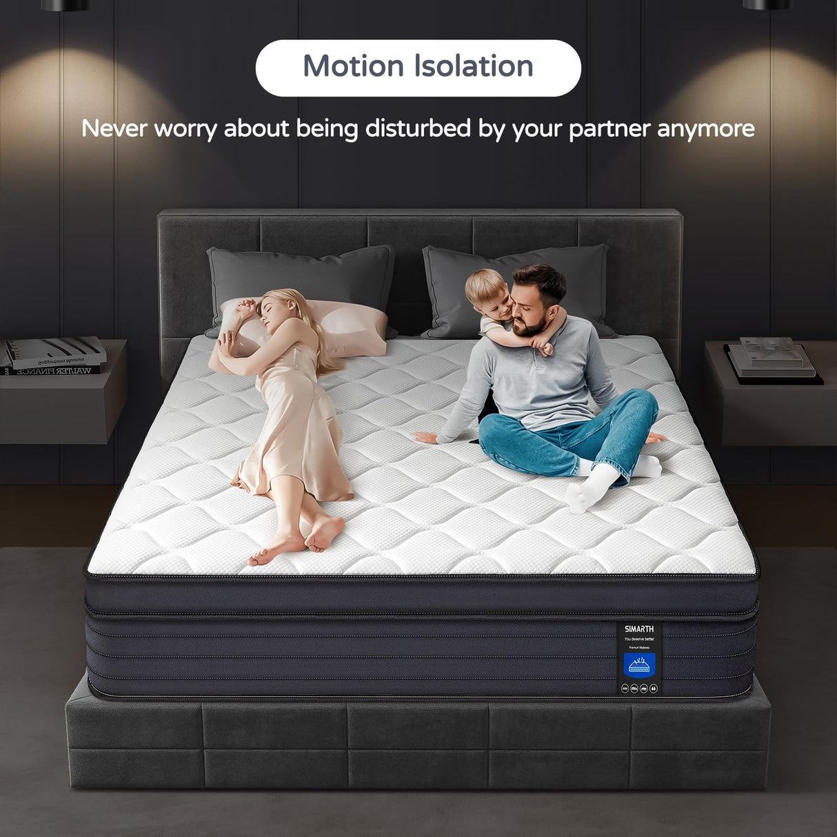 SIMARTH Twin Mattress 12 Inch for Kids Adults Memory Foam Hybrid Mattress with Motion Isolation and Pressure Relief, Strong Edge Support, Pocket Spring Twin Size Mattress in a Box SIMARTH