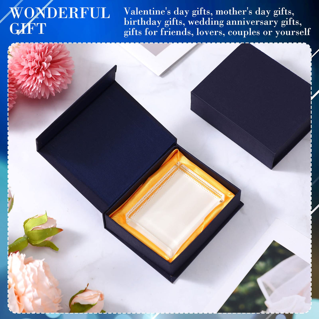 Qunclay 6 Pcs Sublimation Blanks Crystal Sublimation Canvas Blanks Decorative Heat Transfer Photo Frame Crystal Picture Frame for DIY Custom Tabletop Supplies (Square,2.4 x 3.1 x 0.8 Inch) Qunclay