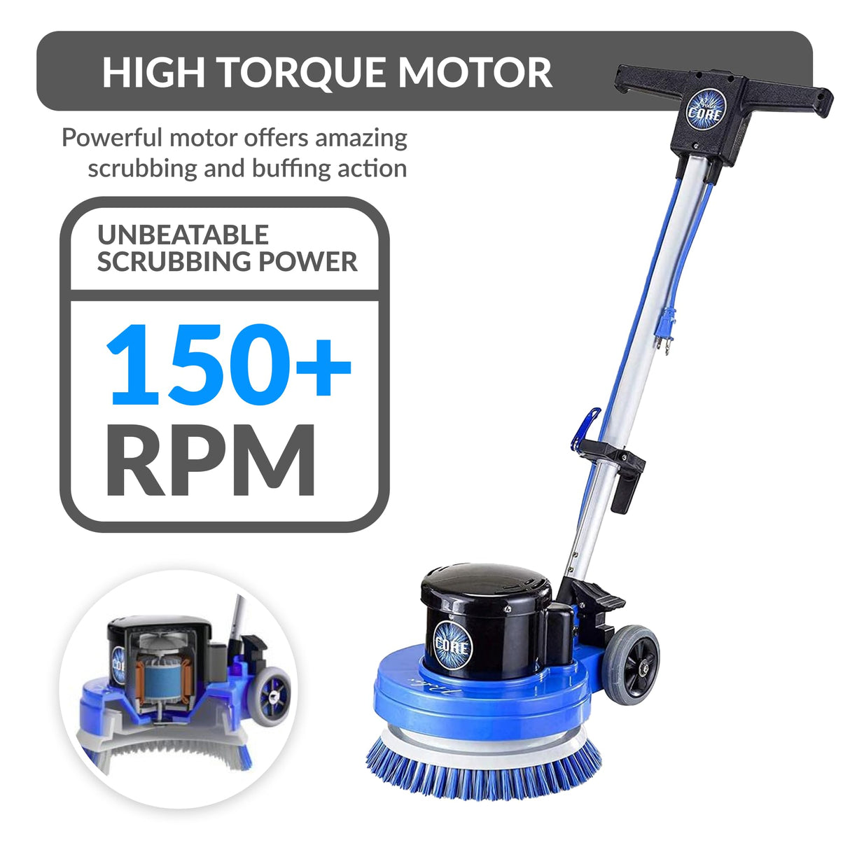 Prolux Core 13 inch Electric Floor Buffer Scrubber and Polisher Machine - All Floor Surfaces Prolux