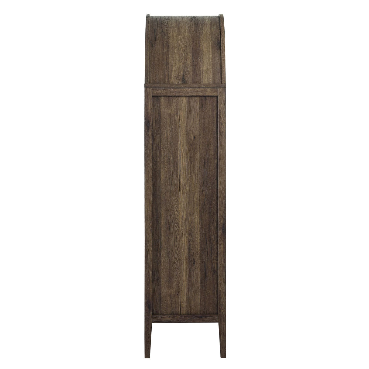 Modway Nolan Modern Farmhouse 71 Inch Tall Arched Storage Display Cabinet in Walnut Hickory Wood Grain - 4-Tier Bookcase with Glass Doors and Shelves - Arch Accent Cabinet for Living Room Modway