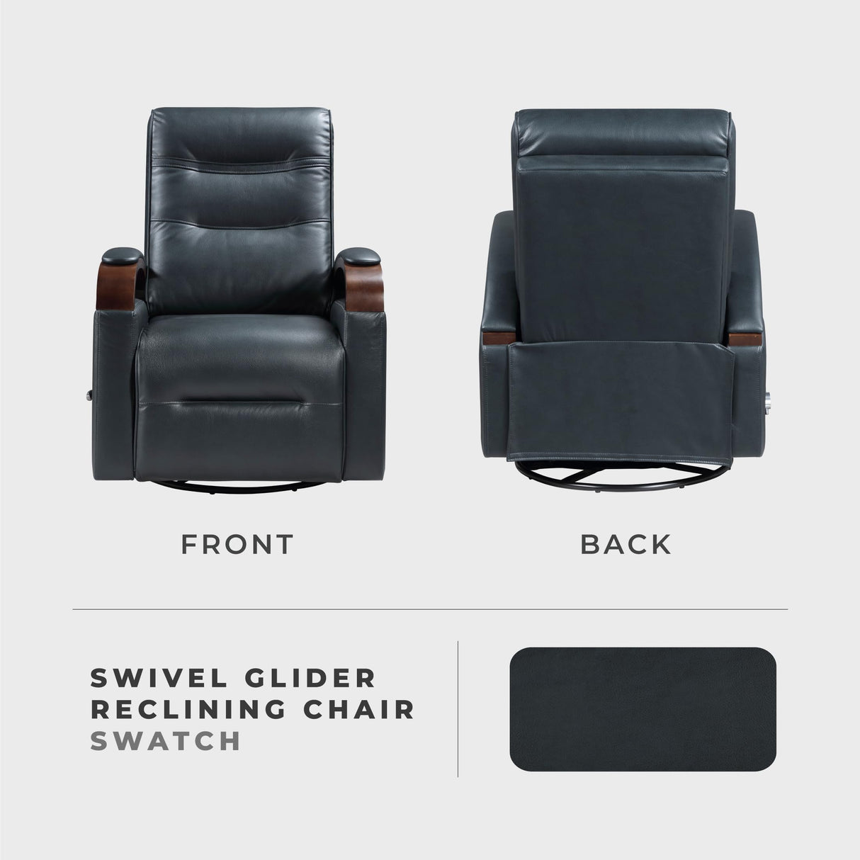 Lexicon 360 Degree Swivel Glider Reclining Chair, Breathable Faux Leather Manual Recliner, Comfy Nursery Glider Recliner, Swivel Reclining Chair for Living Room/Office/Bedroom/Apartment, Dark Blue Lexicon