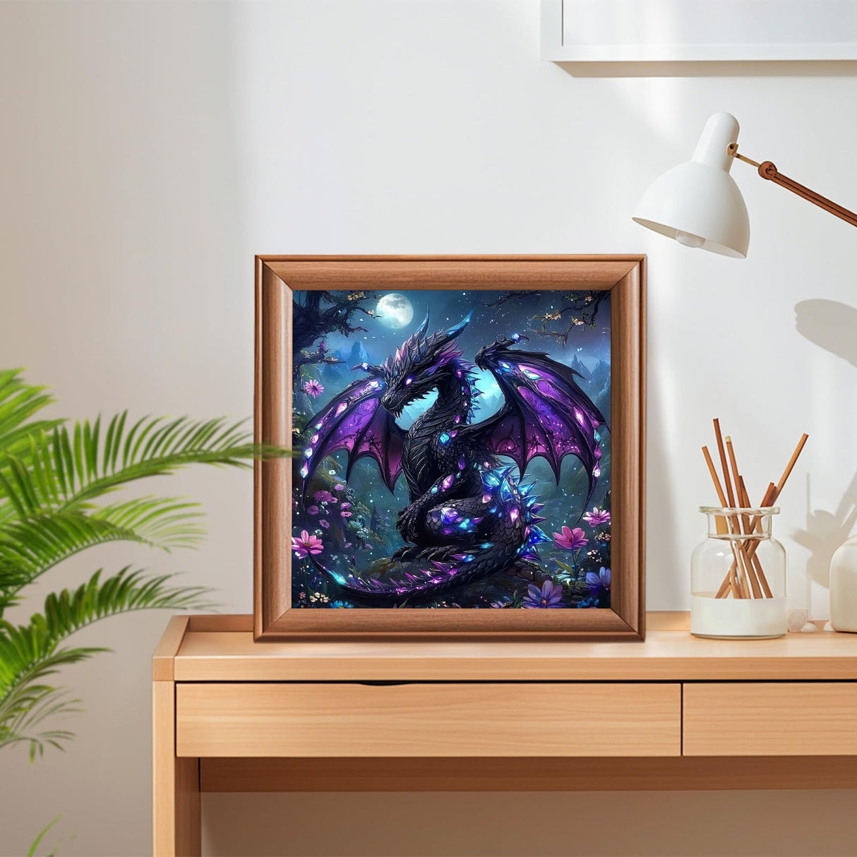 Lxmsja Dragon Diamond Art Kits for Adults, Moonlight Diamond Painting Kits for Beginners, 5D DIY Full Drill Gem Art Crafts for Adults, Home Wall Decor 12x12 inch Lxmsja