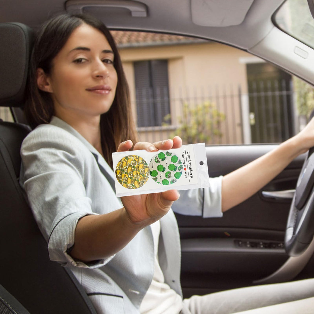 Car Coaster Packaging for Selling, 120PCS Sublimation Car Coasters Display Hanging Bags with 120PCS Cards, Car Coasters Display Cards 6.8 * 3", Pack Two 2.75" Coasters (not Included) (White) BigKing