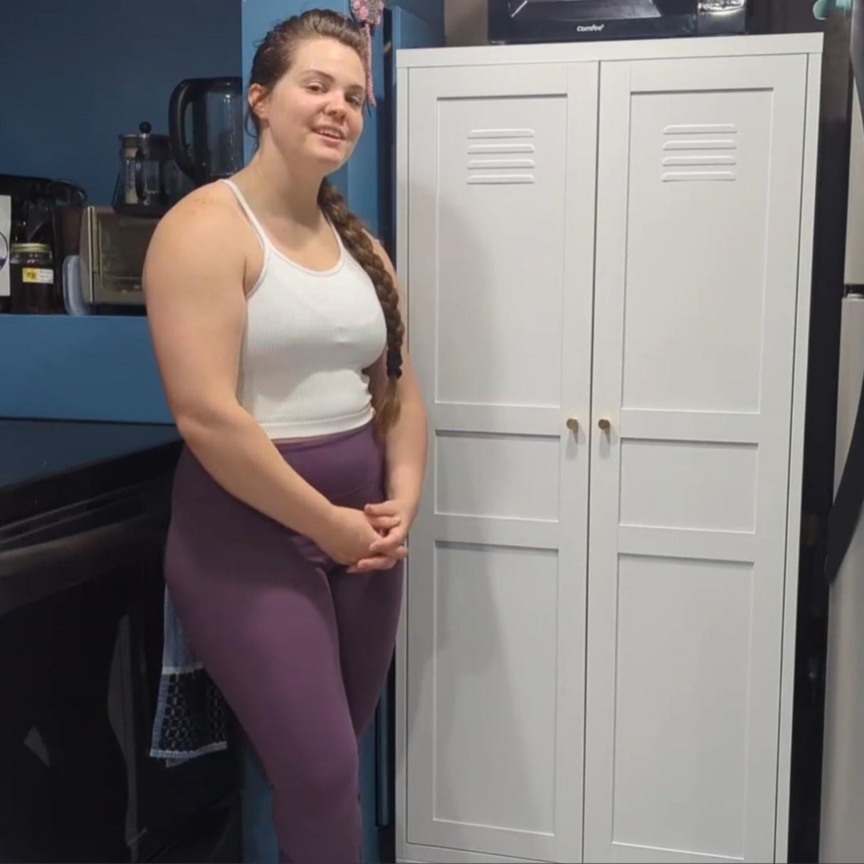 Metal Storage Cabinet with Doors and Shelves,White Storage Cabinet,Food Pantry Storage Cabinet,5 Tier Metal Pantry Cabinet,Tall Large Closet Cupboard for Home,Kitchen,Dining/Living/Laundry Room SISESOL