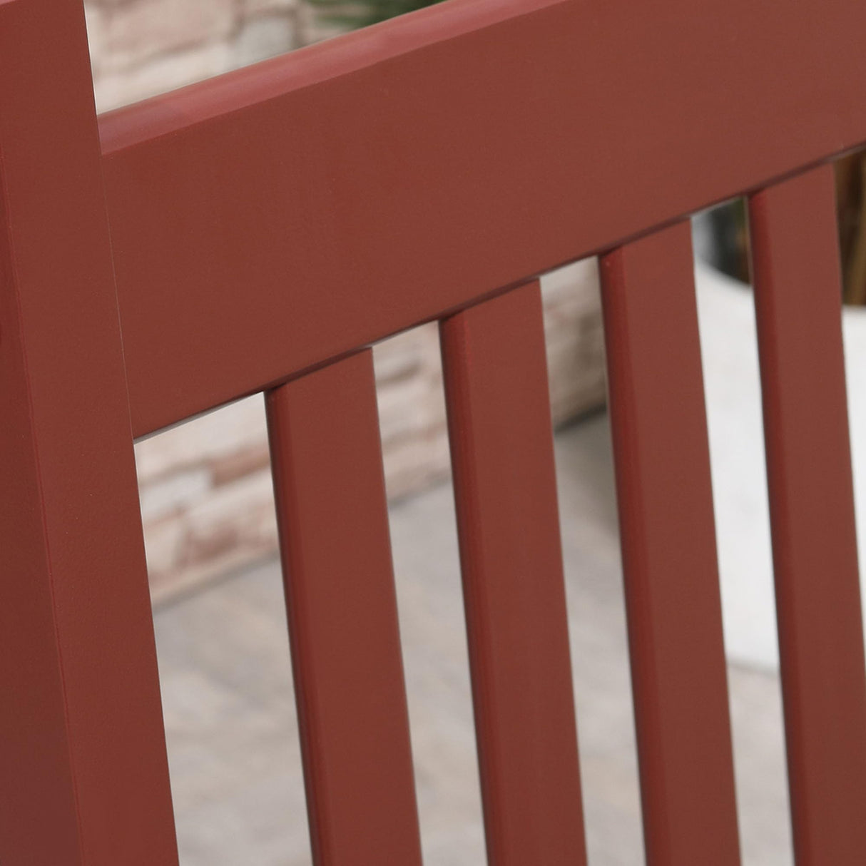 Outsunny Wooden Rocking Chair Set of 2, Outdoor Rocker Chairs with Curved Armrests, High Back & Slatted Seat for Garden, Balcony, Porch, Supports Up to 352 lbs., Wine Red Outsunny