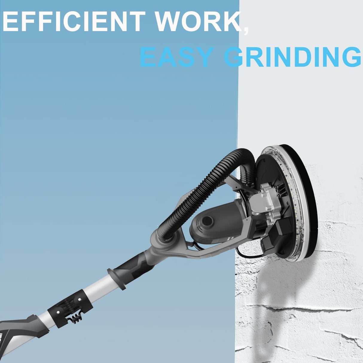 Drywall Sander with Vacuum, IMQUALI® 9.5A 1050W Electric Sander Tool with Variable Speed 600-2600RPM, Popcorn Ceiling Removal Tool with Extendable Handle, LED Light, 12pcs Sanding Discs, Black, IMQ919 IMQUALI