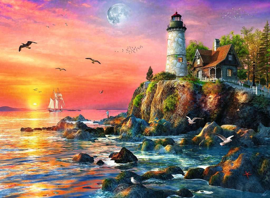 Ravensburger Lighthouse at Sunset 500 Piece Jigsaw Puzzle for Adults - 12000217 - Handcrafted Tooling, Made in Germany, Every Piece Fits Together Perfectly Ravensburger