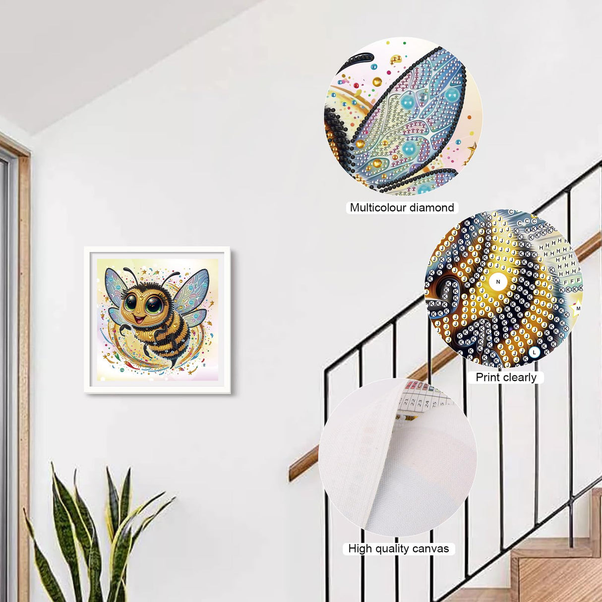 MVVMTOP Diamond Art Painting Kit, DIY Bee 5D Special Shape Crystal Diamond Partial Diamond Art Painting Mosaic Making Craft, Suitable for Home Wall Decor Art Gift, AT088 MVVMTOP