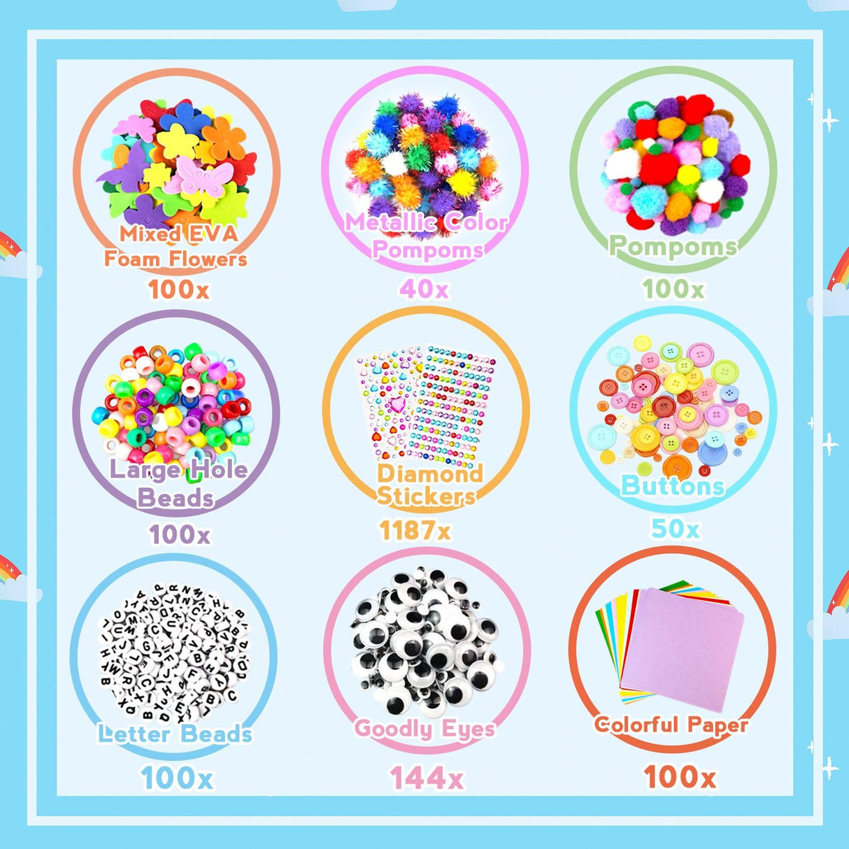 Arts and Crafts Supplies for Kids - 3000Pcs Craft Kit with Pipe Cleaners Crafts for Kids All in Art Crafting Box DIY School Supplies Materials Set Toys Gifts for Girls Boys Age 4 5 6 7 8 9 10 11 & 12 ZEIZHUBN