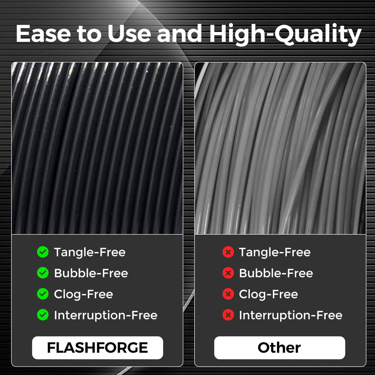 FLASHFORGE PLA Filament 1.75mm Black, 3D Printer Filament Bundle 2kg (4.4lbs) Cardboard Spool, Dimensional Accuracy +/- 0.02mm, 3D Printing Filament Easy to Use and Fits for Most FDM 3D Printers FLASHFORGE