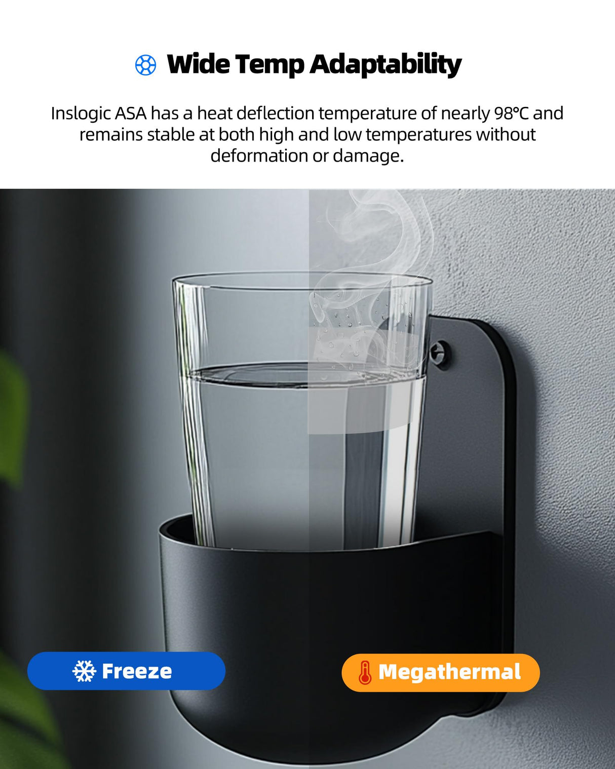 Inslogic ASA Filament 1.75mm, UV & Weather Resistant 3D Printer Filament, High-Strength & Heat-Resistant, Smooth Printing with Low Warping, Ideal for Outdoor Use, 1kg (2.2lbs) Spool, White Inslogic