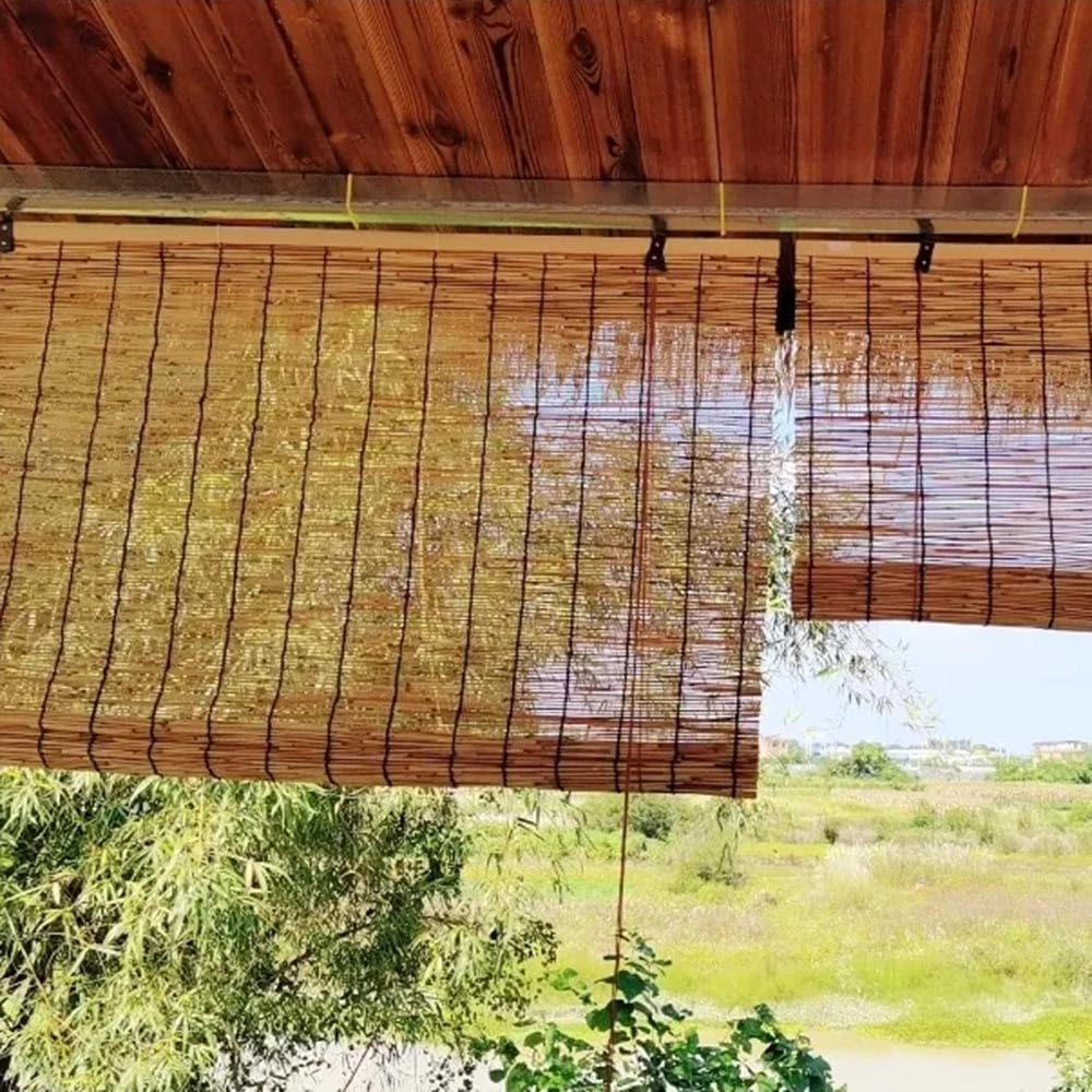 DISPRA Window Shade Blinds Bamboo Outdoor Patio Roll Up Blackout Shades 64" L x 36" 48" 23" 72" 33" 40" 56" 50" 60" 70" Cordless Light Filtering/Bamboo Window Roller Blind (Size : 64" L x 36" W) DISPRA