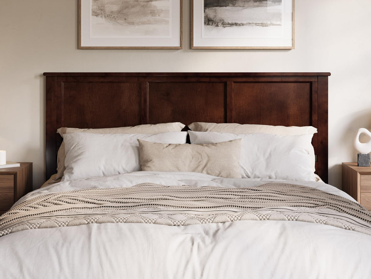 AFI Madison King Size Headboard with Attachable Charger in Walnut AFI