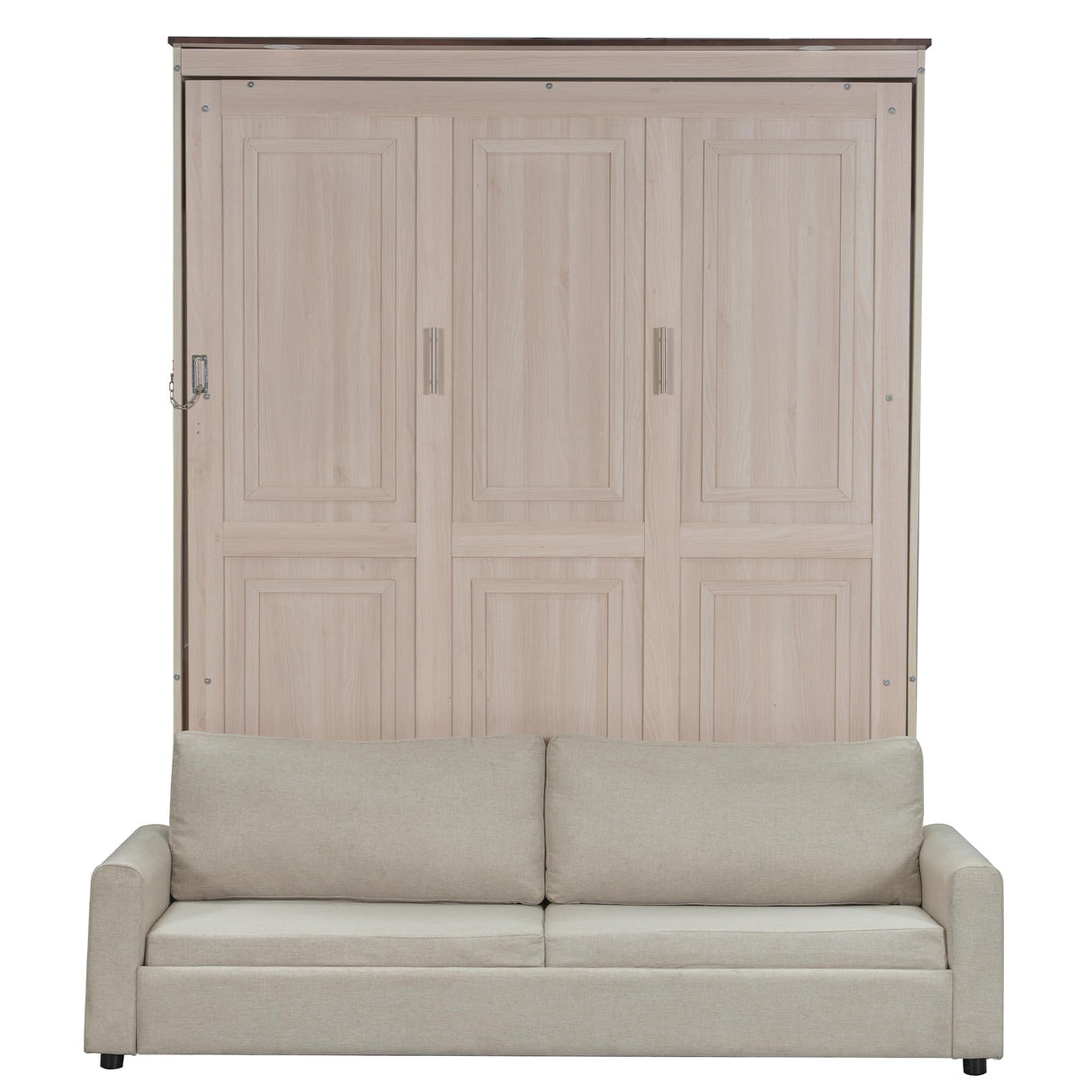 Modern Queen Size Murphy Bed Wall Bed with Spacious 2 Seat Sofa and Light, Traditional Solid Wood Murphy Cabinet Bedframe, Can be Folded, Space-Saving Design XD Designs