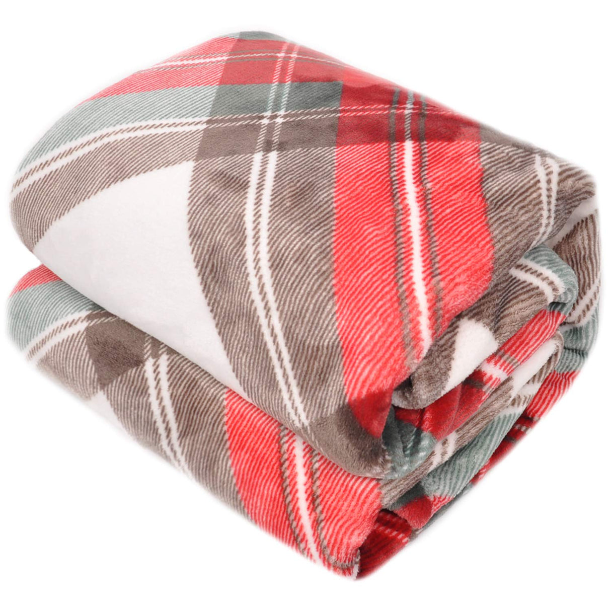 HOMRITAR Ultra Soft Throw Blanket with Plaid, Cozy Flannel Fleece Luxury Blanket for Bed, Sofa and Couch (50 x 60 inch, Red) HOMRITAR